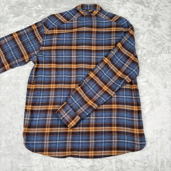 Pendleton Men's Flannel Medium Blue Brown Plaid Button Down Shirt - Picture 7 of 16